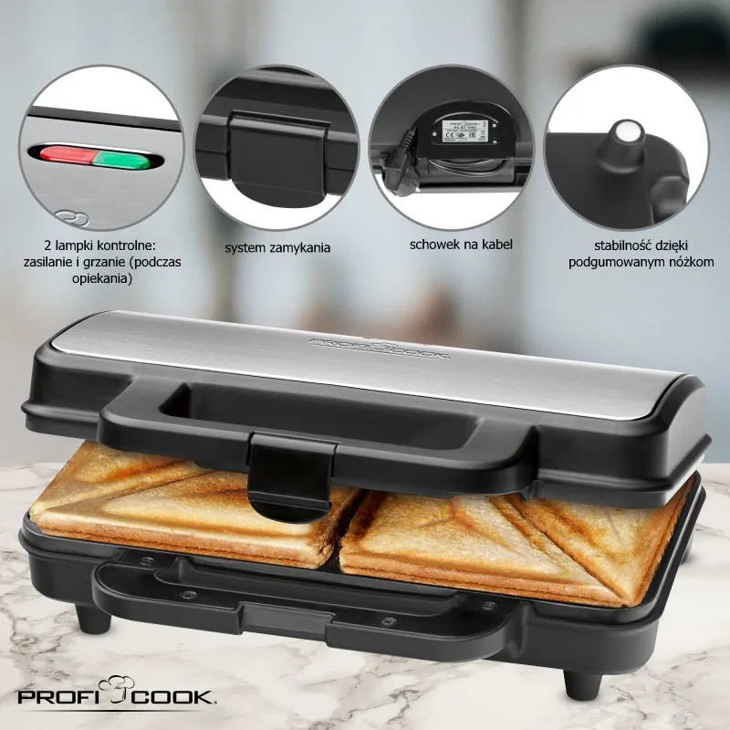 Сендвічниця ProfiCook PC-ST 1092 : ідеальні гарячі сендвічі за лічені хвилини